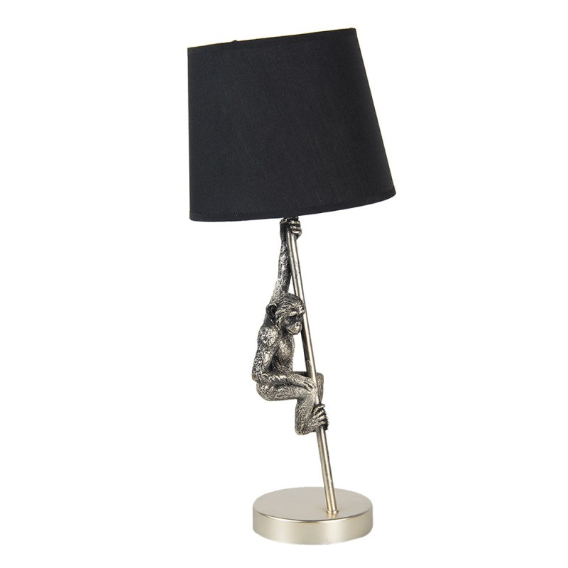 Tischlampe Affe – stilvolle Designlampe aus Kunststoff in Silber und Schwarz