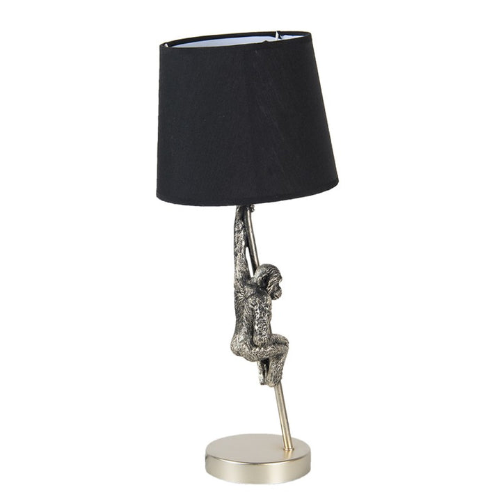 Tischlampe Affe – stilvolle Designlampe aus Kunststoff in Silber und Schwarz