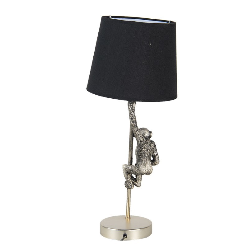 Tischlampe Affe – stilvolle Designlampe aus Kunststoff in Silber und Schwarz