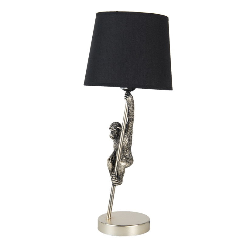 Tischlampe Affe – stilvolle Designlampe aus Kunststoff in Silber und Schwarz