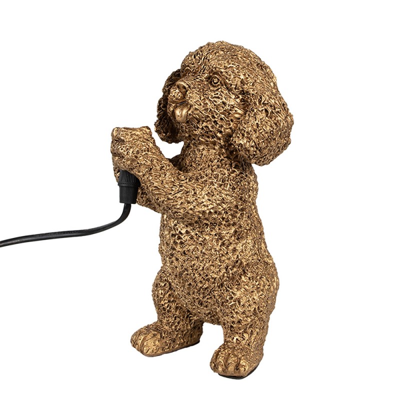 Tischlampe Hund – kompakte Tierlampe in Gold mit sichtbarer Fassung