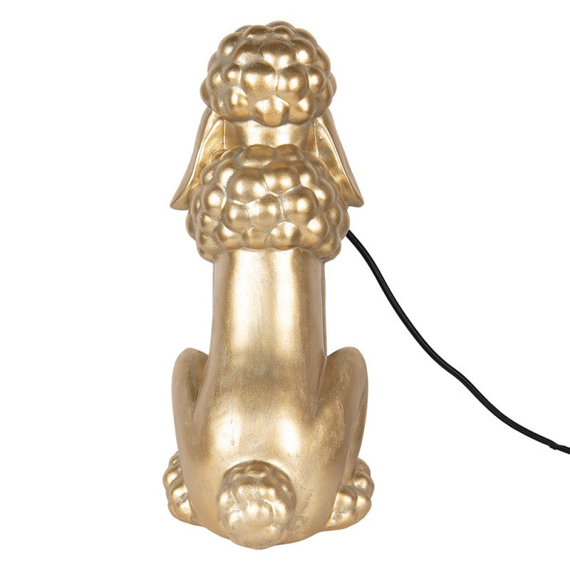 Tischlampe Hund Pudel – dekorative Tierlampe in Gold mit sichtbarer Fassung