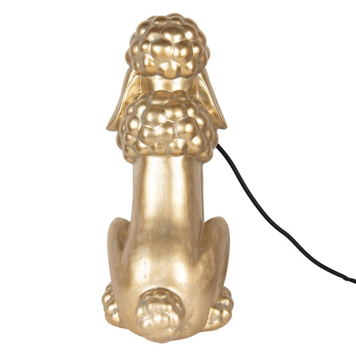 Tischlampe Hund Pudel – dekorative Tierlampe in Gold mit sichtbarer Fassung