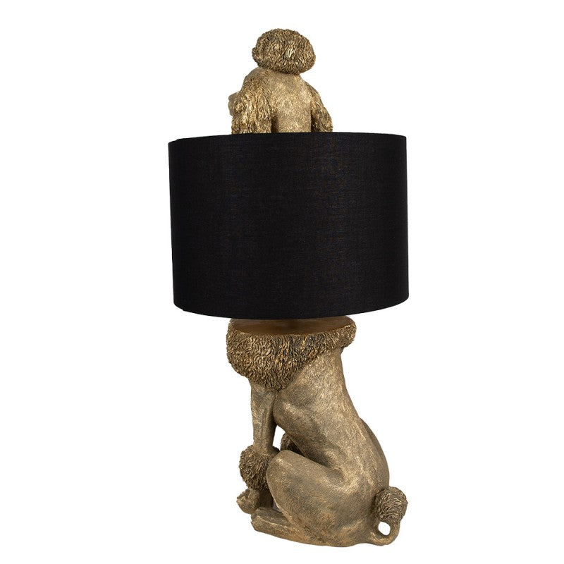 Tischlampe Hund Pudel – elegante Designlampe aus Polyresin in Gold und Schwarz