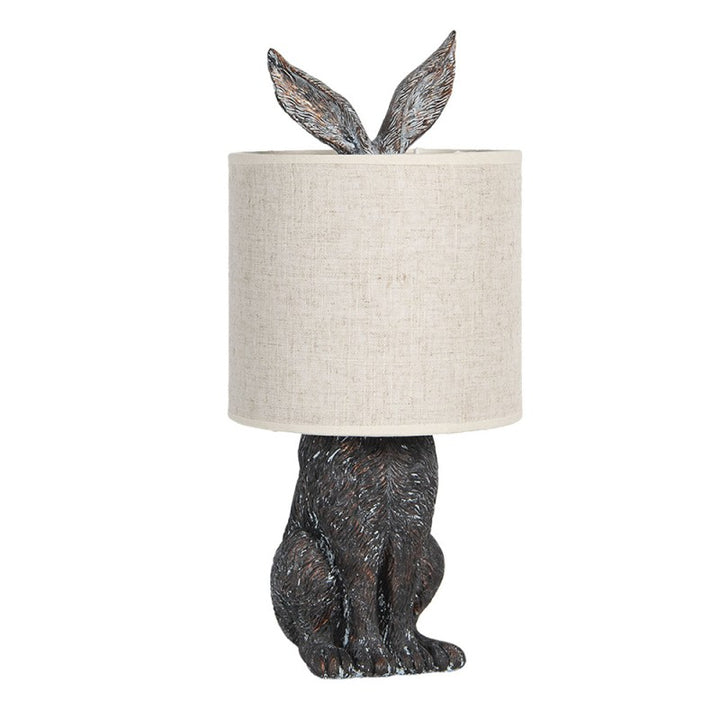 Tischlampe Kaninchen – dekorative Designlampe aus Polyresin in Braun und Beige