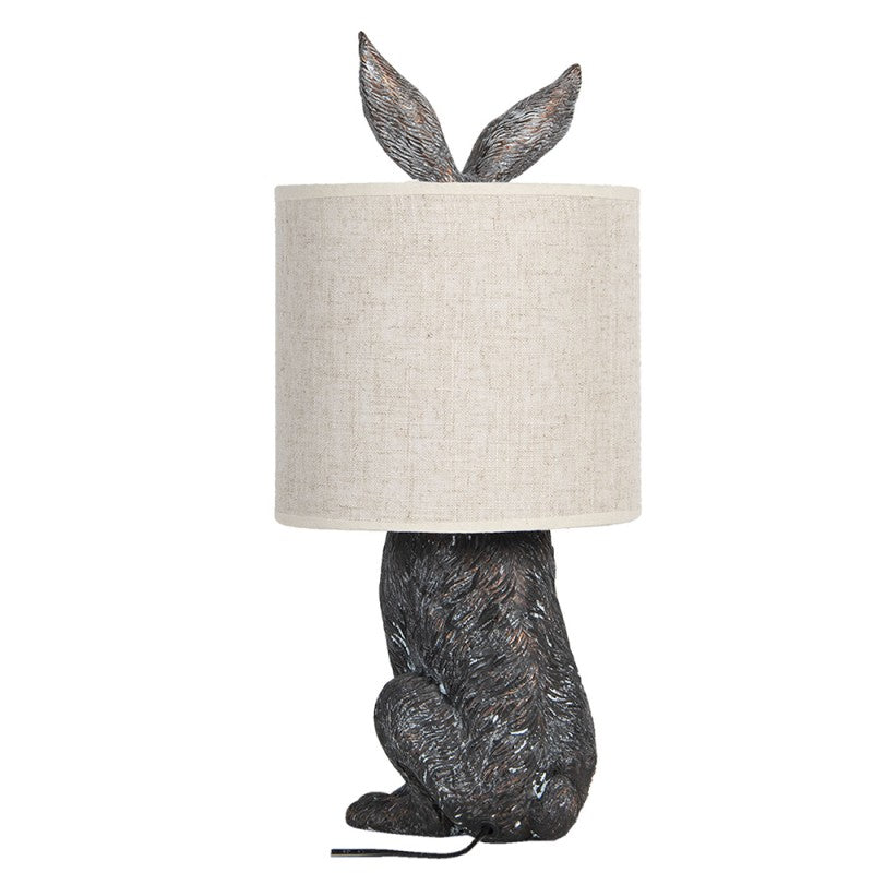 Tischlampe Kaninchen – dekorative Designlampe aus Polyresin in Braun und Beige