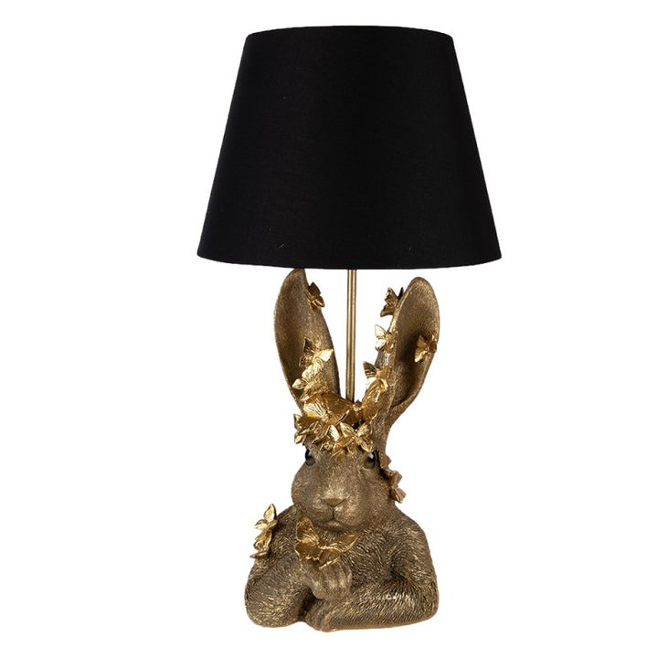 Tischlampe Kaninchen – dekorative Tierlampe mit Lampenschirm in Gold