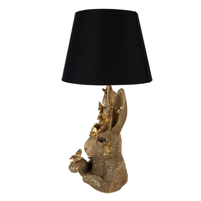 Tischlampe Kaninchen – dekorative Tierlampe mit Lampenschirm in Gold