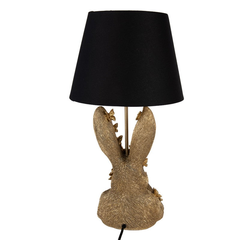 Tischlampe Kaninchen – dekorative Tierlampe mit Lampenschirm in Gold