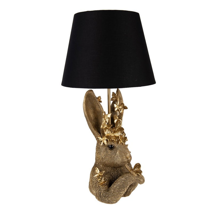 Tischlampe Kaninchen – dekorative Tierlampe mit Lampenschirm in Gold