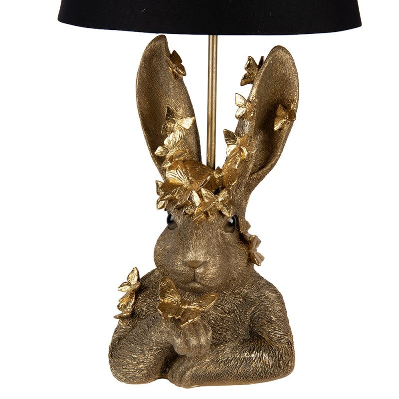 Tischlampe Kaninchen – dekorative Tierlampe mit Lampenschirm in Gold