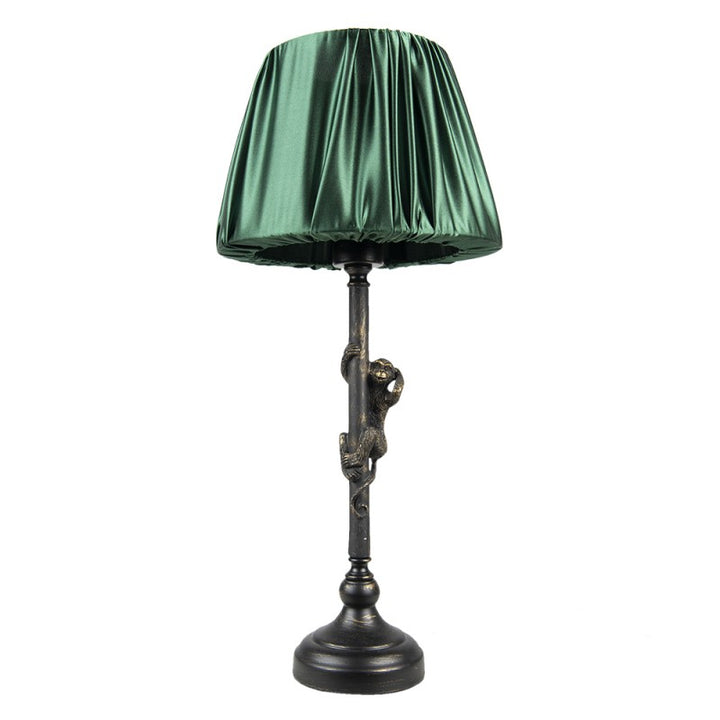 Tischlampe Affe – elegante Designlampe aus Polyresin in Braun und Grün