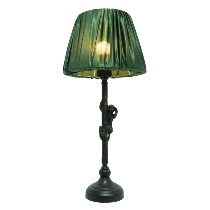 Tischlampe Affe – elegante Designlampe aus Polyresin in Braun und Grün