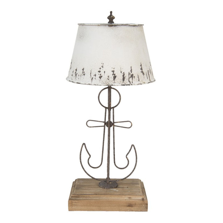 Tischlampe Anker Design – stilvolle Holzlampe im Brocante Stil in Beige und Braun
