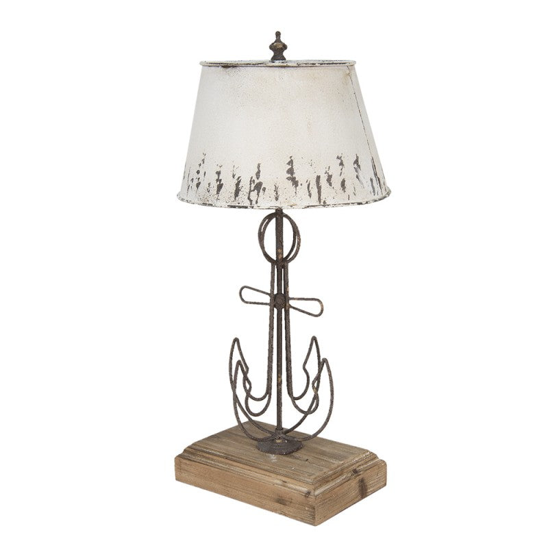 Tischlampe Anker Design – stilvolle Holzlampe im Brocante Stil in Beige und Braun