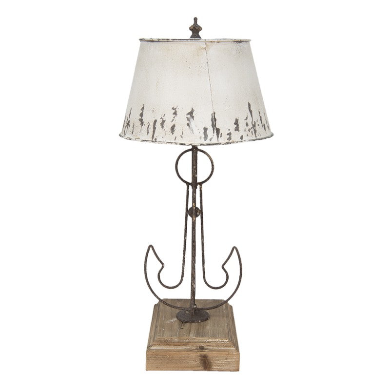 Tischlampe Anker Design – stilvolle Holzlampe im Brocante Stil in Beige und Braun