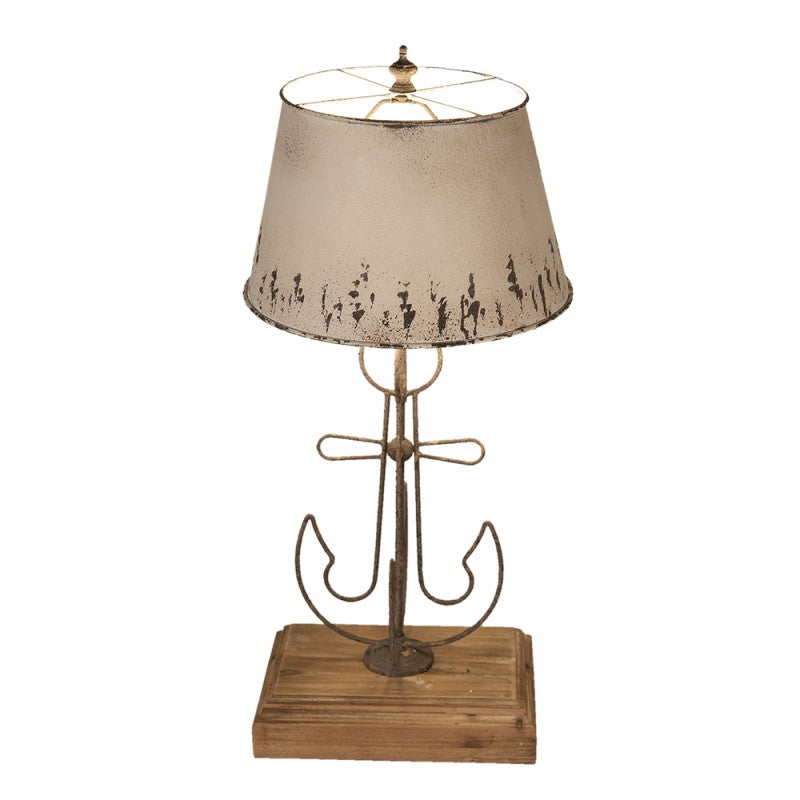 Tischlampe Anker Design – stilvolle Holzlampe im Brocante Stil in Beige und Braun