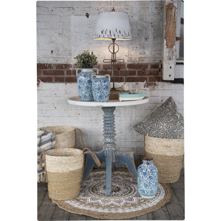 Tischlampe Anker Design – stilvolle Holzlampe im Brocante Stil in Beige und Braun