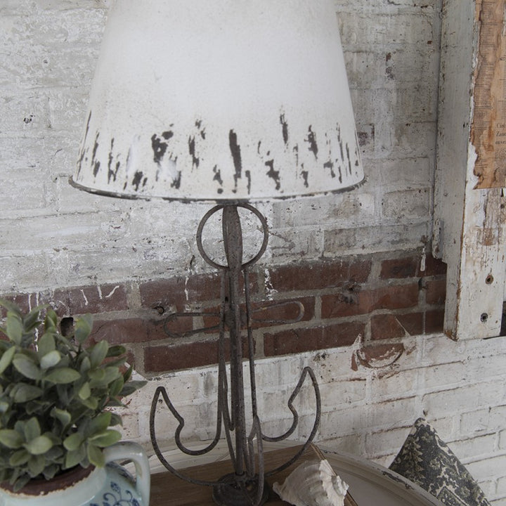 Tischlampe Anker Design – stilvolle Holzlampe im Brocante Stil in Beige und Braun