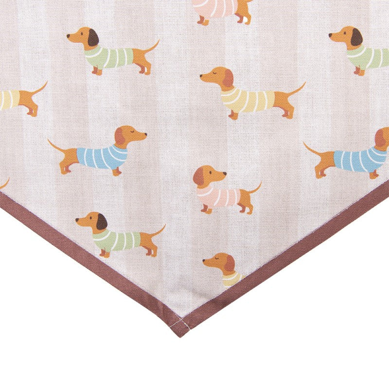Tischläufer Dapper Dog – dekorativer Tischläufer aus Baumwolle in Beige