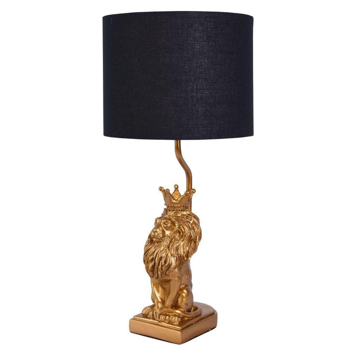 TISCHLEUCHTE LÖWENFIGUR SCHWARZ GOLD - Luxurelle-Shop