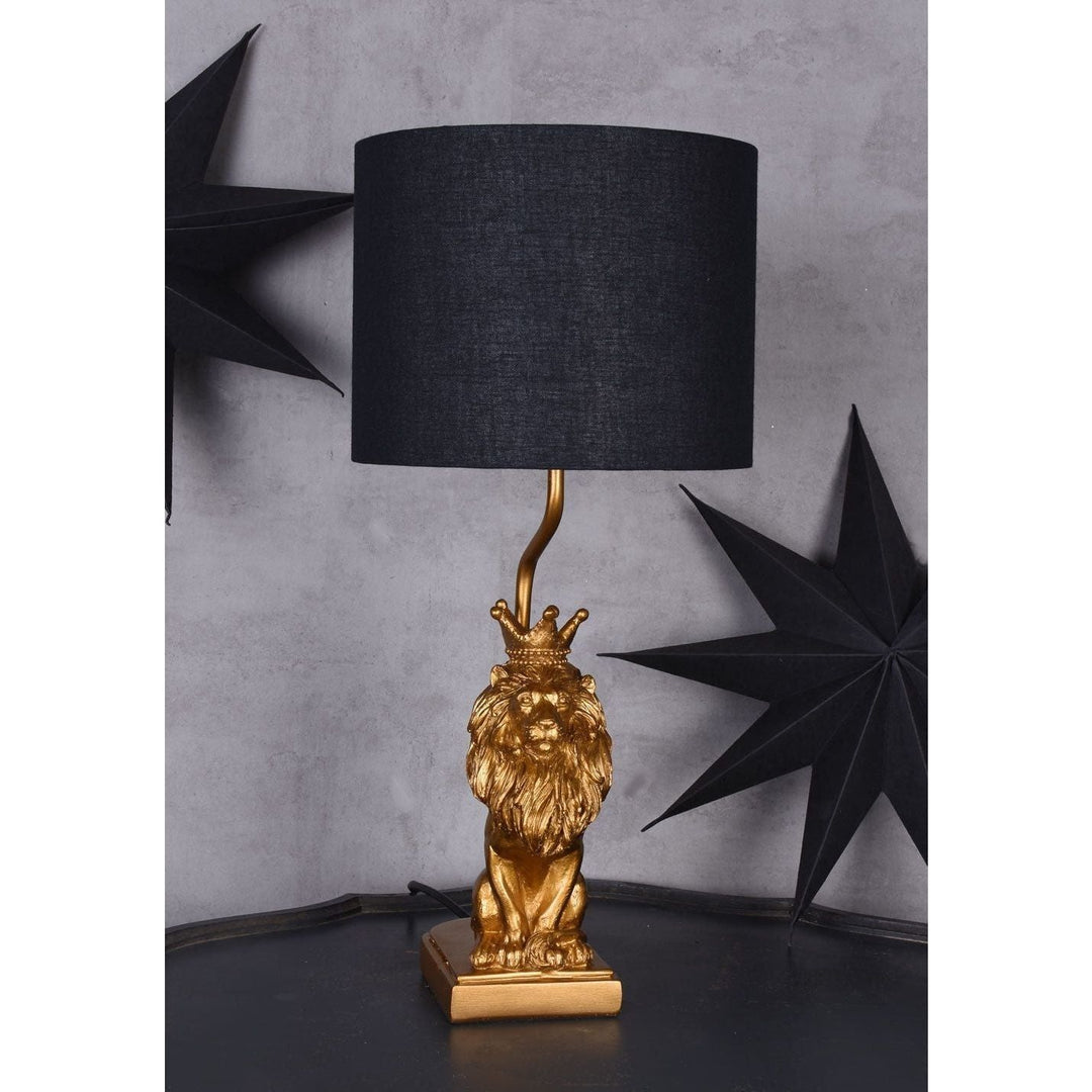 TISCHLEUCHTE LÖWENFIGUR SCHWARZ GOLD - Luxurelle-Shop