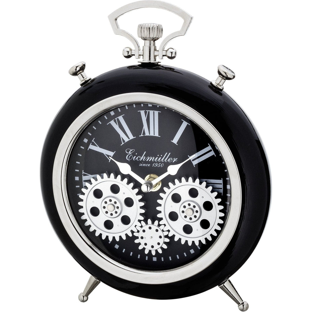 Tischuhr, TU Design-25cm, Schwarz, Zahnrad - Luxurelle-Shop