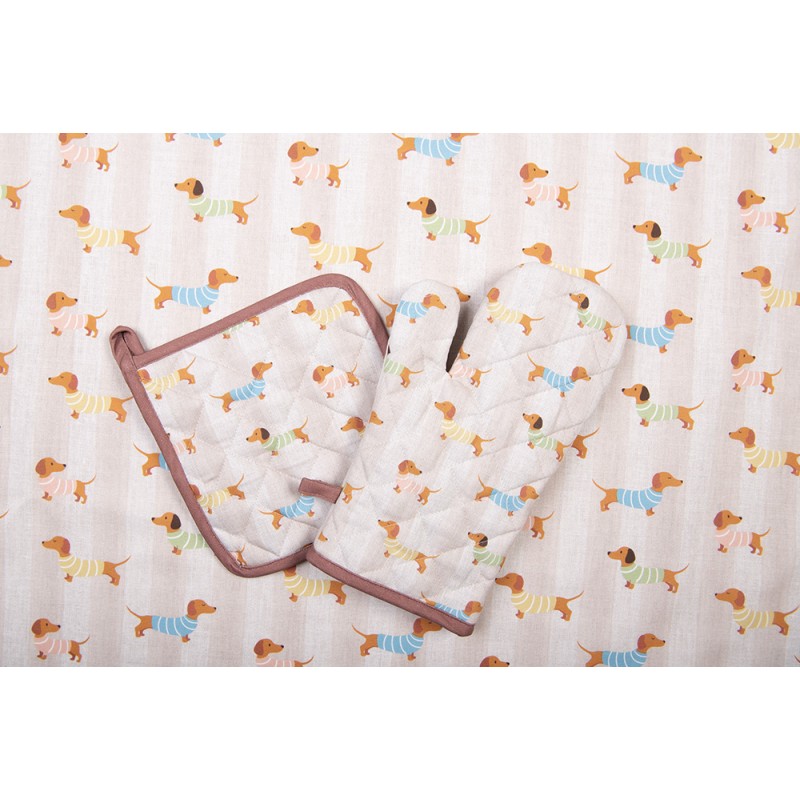 Topflappen Dapper Dog – praktischer Topflappen aus Baumwolle in Beige