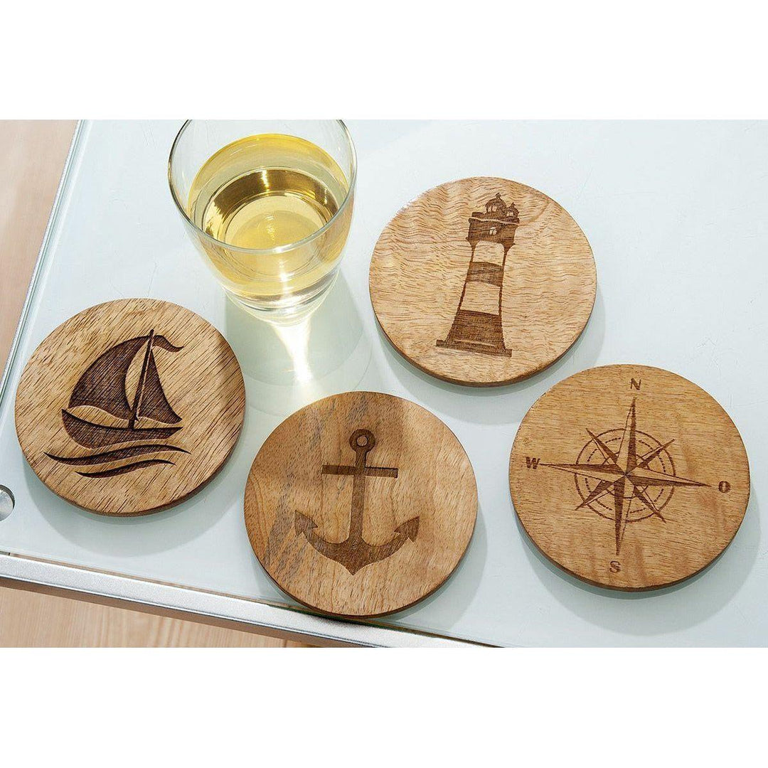 Untersetzer 4er-Set MARITIM aus Mangoholz ø 10 cm - Luxurelle-Shop