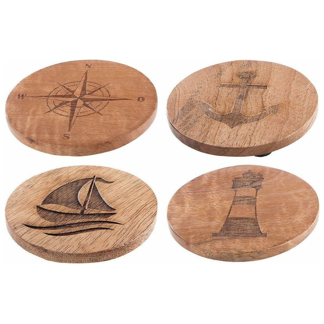 Untersetzer 4er-Set MARITIM aus Mangoholz ø 10 cm - Luxurelle-Shop