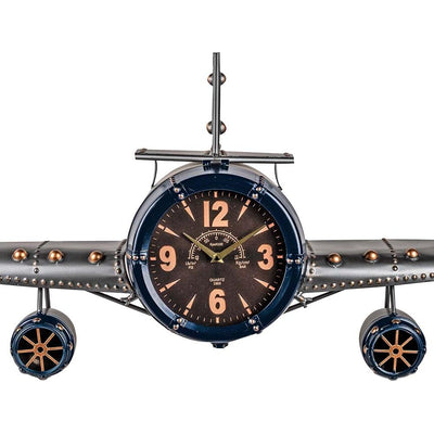 Wanduhr Flugzeug 142 cm grau-blau in 3D-Optik